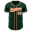 Custom Green White-Orange Authentic Baseball Jersey