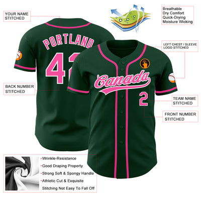 Custom Green Pink-White Authentic Baseball Jersey