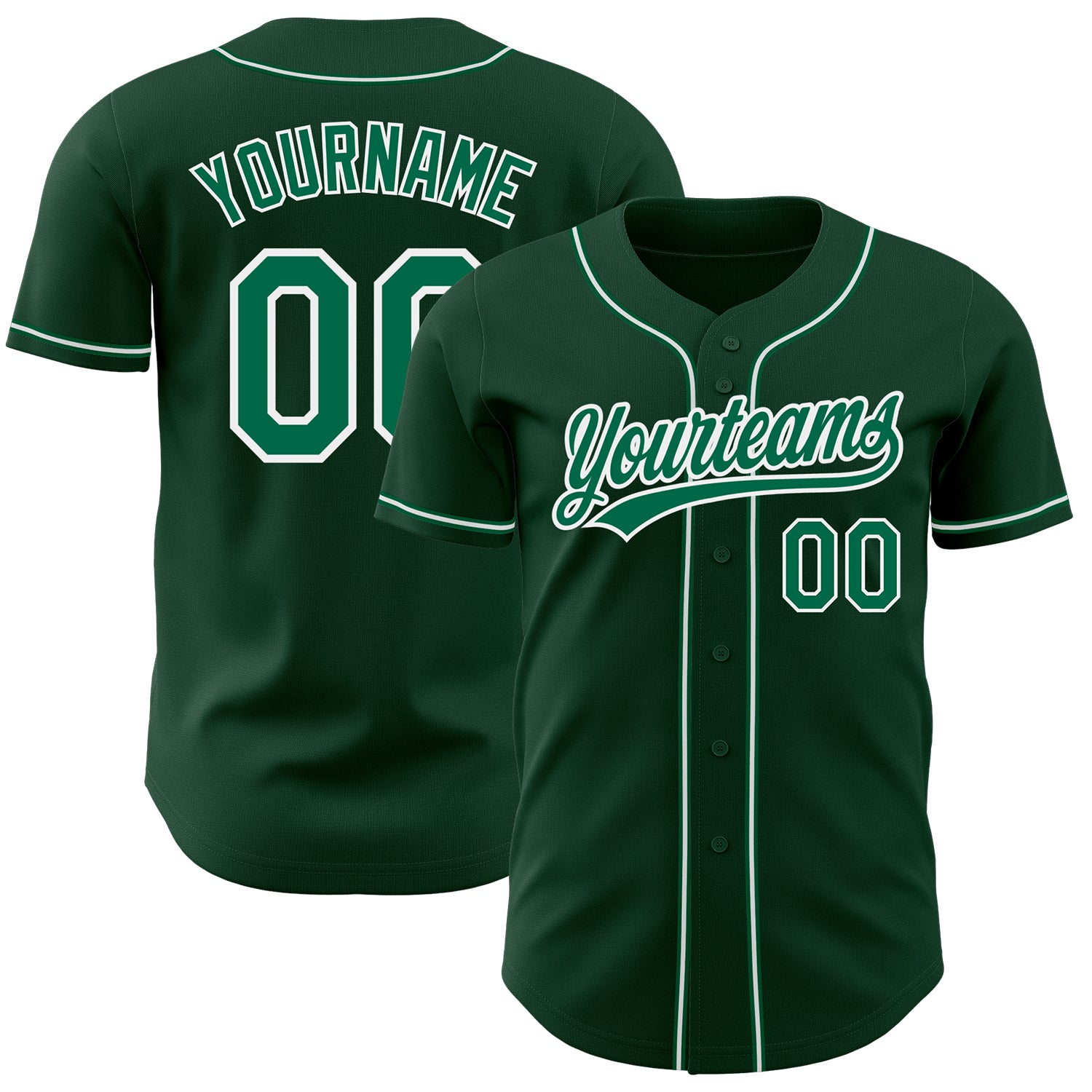 Custom Green Kelly Green-White Authentic Baseball Jersey