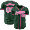 Custom Green White Pinstripe Pink Authentic Baseball Jersey