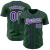 Custom Green White Pinstripe Purple Authentic Baseball Jersey