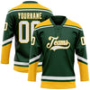 Custom Green White-Gold Hockey Lace Neck Jersey