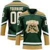 Custom Green White-Old Gold Hockey Lace Neck Jersey