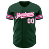 Custom Green White-Pink Authentic Baseball Jersey