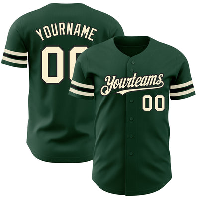 Custom Green Cream-Black Authentic Baseball Jersey