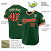 Custom Green Red-Cream Authentic Throwback Baseball Jersey