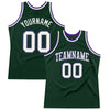 Custom Hunter Green White-Purple Authentic Throwback Basketball Jersey