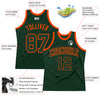 Custom Hunter Green Green-Orange Authentic Throwback Basketball Jersey