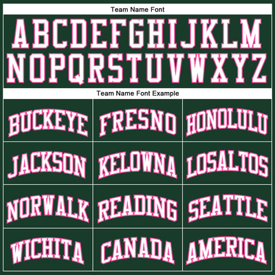 Custom Hunter Green White-Pink Authentic Throwback Basketball Jersey