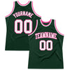 Custom Hunter Green White-Pink Authentic Throwback Basketball Jersey