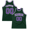 Custom Hunter Green Purple-White Authentic Throwback Basketball Jersey