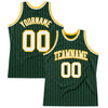 Custom Hunter Green White Pinstripe White-Gold Authentic Basketball Jersey