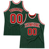 Custom Hunter Green White Pinstripe Red Authentic Basketball Jersey