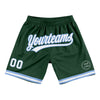 Custom Hunter Green White-Light Blue Authentic Throwback Basketball Shorts