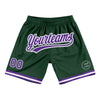 Custom Hunter Green Purple-Gray Authentic Throwback Basketball Shorts