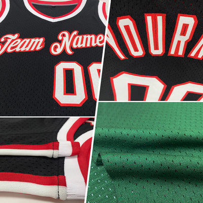 Custom Hunter Green Red-Black Authentic Throwback Basketball Jersey