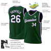 Custom Hunter Green White-Purple Authentic Throwback Basketball Jersey