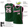 Custom Hunter Green White-Pink Authentic Throwback Basketball Jersey