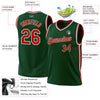 Custom Hunter Green Red-White Authentic Throwback Basketball Jersey