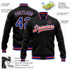 Custom Black Royal White-Orange Bomber Full-Snap Varsity Letterman Jacket