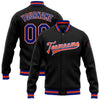 Custom Black Royal White-Orange Bomber Full-Snap Varsity Letterman Jacket