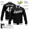 Custom Black White-Gray Bomber Full-Snap Varsity Letterman Jacket