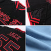 Custom Light Blue Red-White Bomber Full-Snap Varsity Letterman Jacket