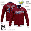 Custom Crimson Navy-White Bomber Full-Snap Varsity Letterman Jacket