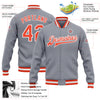 Custom Gray Orange-White Bomber Full-Snap Varsity Letterman Jacket