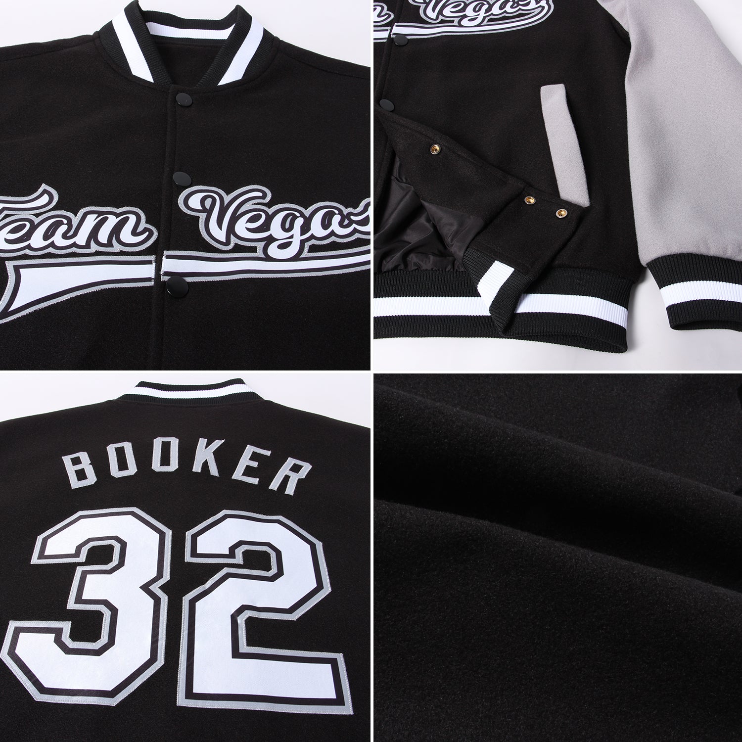 Custom Black Varsity Letterman Jacket-Gold Bomber Full-Snap - FansIdea