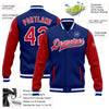 Custom Royal Red-White Bomber Full-Snap Varsity Letterman Two Tone Jacket