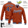 Custom Texas Orange Navy-White Bomber Full-Snap Varsity Letterman Jacket