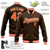 Custom Brown Orange-White Bomber Full-Snap Varsity Letterman Jacket