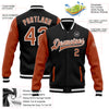 Custom Black Texas Orange-White Bomber Full-Snap Varsity Letterman Two Tone Jacket