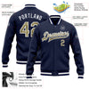 Custom Navy Camo-White Bomber Full-Snap Varsity Letterman Jacket