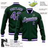 Custom Green Purple-White Bomber Full-Snap Varsity Letterman Jacket