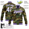 Custom Camo White Purple-Gray Bomber Full-Snap Varsity Letterman Salute To Service Jacket