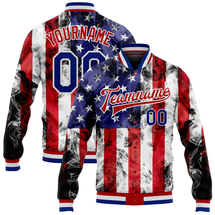 Custom Camo White-Navy 3D Bomber Full-Snap Varsity Letterman Salute To  Service Jacket Discount