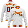 Custom White Red-Gold Bomber Full-Snap Varsity Letterman Jacket