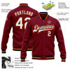 Custom Crimson White Black-Orange Bomber Full-Snap Varsity Letterman Jacket