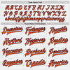 Custom White Orange Pinstripe Orange-Navy Bomber Full-Snap Varsity Letterman Jacket