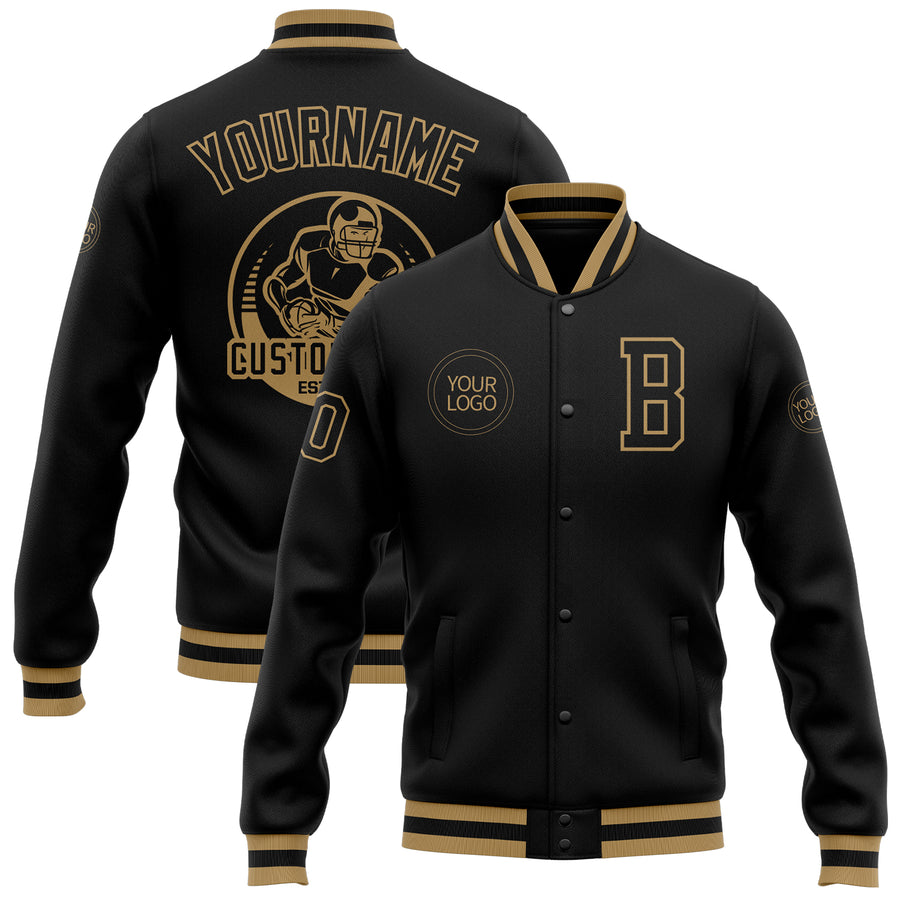 FJackets Women's Black and Yellow Letterman Baseball-Style Jacket