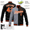 Custom Black Orange-Gray Bomber Full-Snap Varsity Letterman Split Fashion Jacket