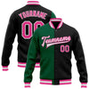 Custom Black Pink-Kelly Green Bomber Full-Snap Varsity Letterman Split Fashion Jacket