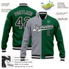 Custom Kelly Green Black-Gray Bomber Full-Snap Varsity Letterman Split Fashion Jacket