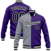 Custom Purple Black-Gray Bomber Full-Snap Varsity Letterman Split Fashion Jacket