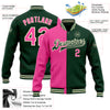 Custom Green Pink-Cream Bomber Full-Snap Varsity Letterman Split Fashion Jacket