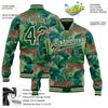 Custom Green Green-Cream Tropical Tiger With Palms 3D Pattern Design Bomber Full-Snap Varsity Letterman Jacket