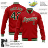 Custom Red Green-Cream Bomber Full-Snap Varsity Letterman Jacket