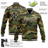 Custom Camo Black-Cream Bomber Full-Snap Varsity Letterman Salute To Service Jacket